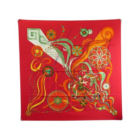 Foulard Hermès en soie intitulé La danse du Cosmos / 90 / Zoé 